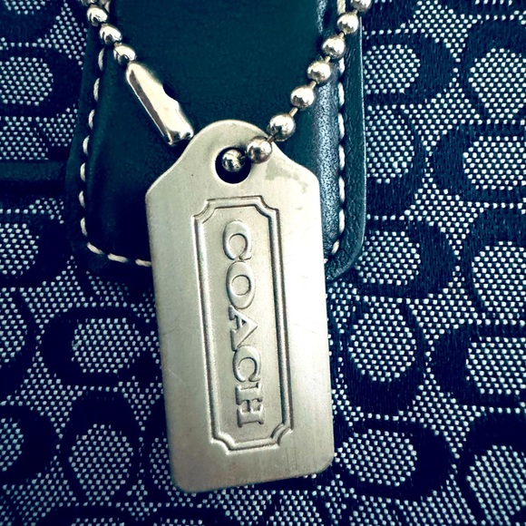 Coach Vintage Rare Mini Signature C Jacquard /Leather Bag in Navy Blue - Picture 3 of 16